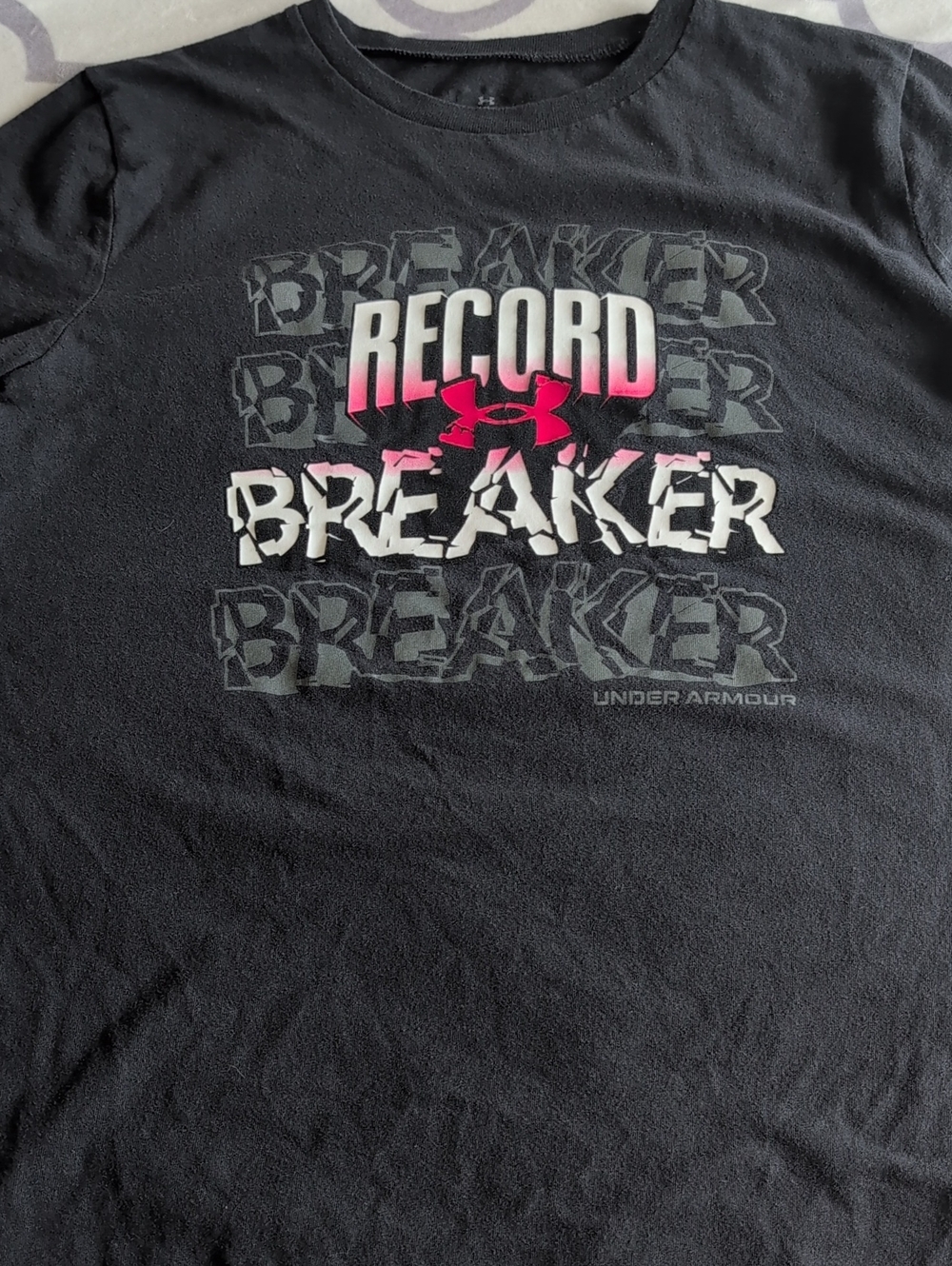 Under Armour Black Graphic 'Record Breaker' Tee with Red Accent